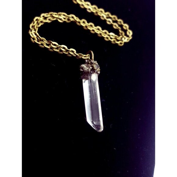 Quartz and pyrite crystal Necklace handmade - Picture 1 of 12